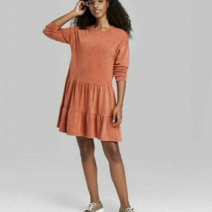 Wild Fable Burnt Orange Ruffle Dress